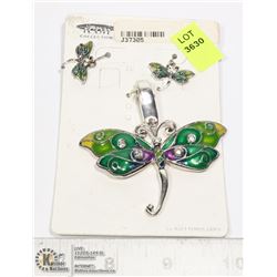 UNCLAIMED DRAGONFLY EARRING AND PENDANT SET