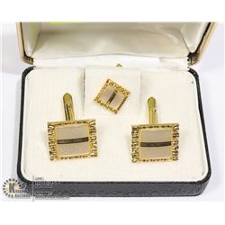 VTG 3 PIECE MOP  CUFFLINK TIE CLIP SET 1950'S