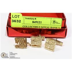 1960'S COLLECTIBLE ROYAL BANK 3 PIECE TIE CLIP AND