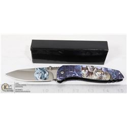 NEW FOLD OUT WOLF THEMED KNIFE