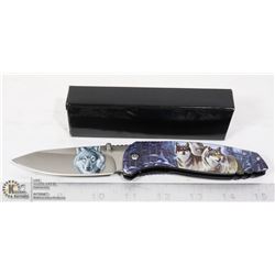NEW FOLD OUT WOLF THEMED KNIFE