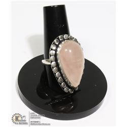 #63-PINK ROSE QUARTZ RING/ SIZE 8