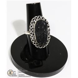 #55-BLACK TOURMALINE RING (RAW) SIZE 6.25