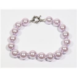 #38-LIGHT PURPLE SEA SHELL PEARL BRACELET 10mm/7.5