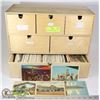 Image 1 : WOODEN IKEA BOX OF DRAWERS : ABOUT 3000 POSTCARDS