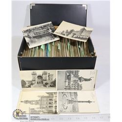 BOX OF ASSORTED POSTCARDS AND MORE
