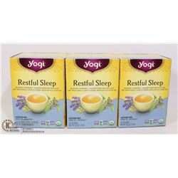 THREE BOXES OF YOGI RESTFUL SLEEP CAFFEINE FREE TEA