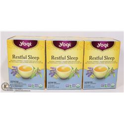 THREE BOXES OF YOGI RESTFUL SLEEP CAFFEINE FREE TEA