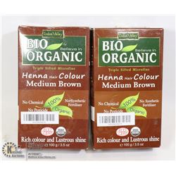 TWO BOXES OF BIO ORGANIC HENNA HAIR COLOUR