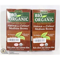 TWO BOXES OF BIO ORGANIC HENNA HAIR COLOUR