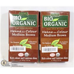 TWO BOXES OF BIO ORGANIC HENNA HAIR COLOUR