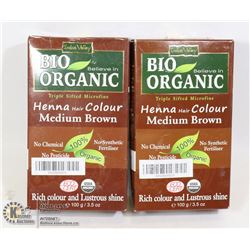TWO BOXES OF BIO ORGANIC HENNA HAIR COLOUR