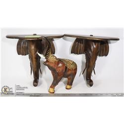 HAND CARVED WOODEN ELEPHANT ORNAMENTS