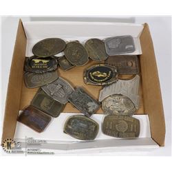 FLAT OF VINTAGE BELT BUCKLES INCLUDING PRO RODEO