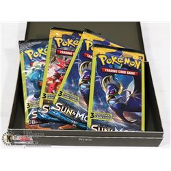 4 SEALED POKEMON SUN & MOON 3 CARD BOOSTER PACKS