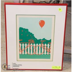 FRAMED 3 COLOUR SERIGRAPH BICYCLE ART. ESTATE.