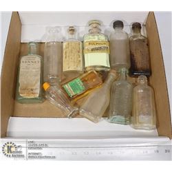LOT OF ANTIQUE MEDICINE BOTTLES- SOME FROM 30'S