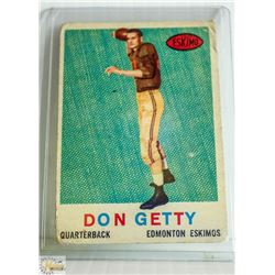 1959 TOPPS CFL DON GETTY ESKIMOS FOOTBALL CARD 39