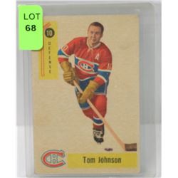 1958 PARKHURST HOCKEY CARD 10 TOM JOHNSON