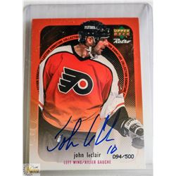 AUTOGRAPHED JOHN LECLAIR HOCKEY CARD