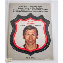 1972-73 TOPPS STAN MIKITA STICKER CARD UNUSED