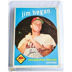 1959 TOPPS JIM HEGAN PHILLIES BASEBALL CARD