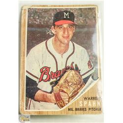 1962 TOPPS BASEBALL WARREN SPAHN CARD