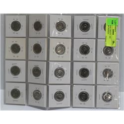 SHEET WITH TWENTY 1967 CANADIAN NICKELS