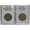 Image 1 : 2 USA 90% SILVER, 1942-1943 HALF DOLLARS 1 OZ.