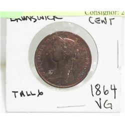 NEW BRUNSWICK 1864 RARE 1 CENT PIECE (TALL 6)