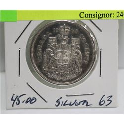 1963 CANADA SILVER HALF DOLLAR