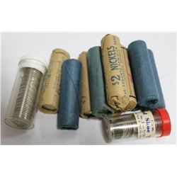 BOWL OF CDN NICKELS - 1963, 1964, 2 OF 1966, 2 OF