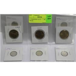 5 - CANADIAN  $.10 SILVER 1960'S, + 3 USA $1