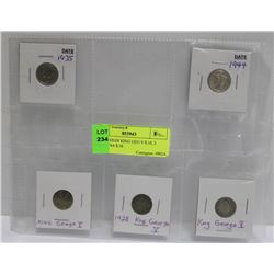 3 CANADIAN KING GEO V $.10, 2 1930'S USA $.10