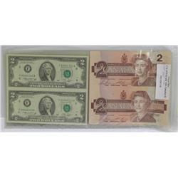 SHEET WITH UNCUT PAIRS: 1976 GREEN US SEAL $2 BILL