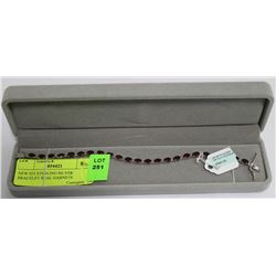 NEW 925 STERLING SILVER BRACELET REAL GARNETS