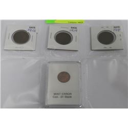 MINT ERROR $.01 NOT PUNCHED + 3 - 1900'S $.01