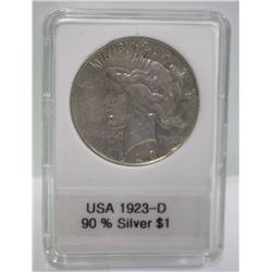 USA 1923-D SILVER DOLLAR 90% SILVER