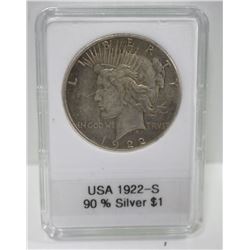 USA 1922-S SILVER DOLLAR 90% SILVER