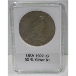 USA 1922-S SILVER DOLLAR 90% SILVER