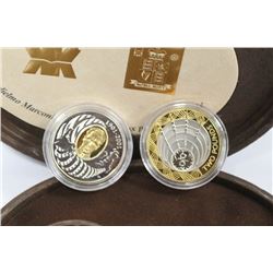 2001 2-COIN SET TELEGRAPH STERLING SIL. & 24K GOLD