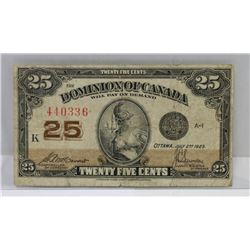 1923 25C SHINPLASTER ERROR, MCCAVOUR #DC-24C