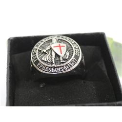 STAINLESS STEEL KNIGHTS TEMPLAR RING SIZE 10.5