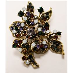 VINTAGE STYLE RHINESTONE FLORAL BOUQUET BROOCH