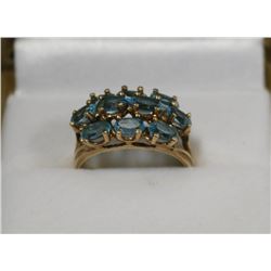 10KT GOLD RING CLUSTER BLUE TOPAZ SIZE 7.5