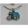Image 1 : STERLING SILVER NECKLACE WITH PENDANT-TURQUOISE &