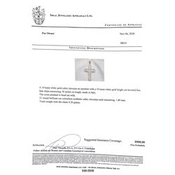 10K WHITE GOLD CZ SET CROSS PENDANT WITH 10K CHAIN