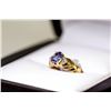 Image 1 : 18) 10 KARAT YELLOW GOLD TANZANITE DIAMOND RING