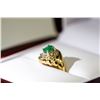Image 1 : 10) 10 KARAT GOLD EMERALD AND DIAMOND RING