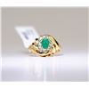 Image 2 : 10) 10 KARAT GOLD EMERALD AND DIAMOND RING